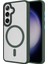 Samsung Galaxy Uyumlu S24 Kılıf Sert Pc Arka Yüzey Wireless Şarj Özellikli Zore Flet Magsafe Kapak-Koyu Yeşil 1