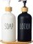 2’li Ahşap Standlı Cam Sıvı Sabun ve Losyon Şişesi Sabunluk 500 ml - E/6 C1-1-289 2
