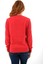 Kadın Kırmızı %100 Organik Pamuk V Yaka Triko Kazak Bluz TRIST-6102 4