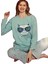 Kedi Baskılı Pijama Takımı Fıstık Yeşili 1