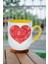 Love Kalp Baskılı Içi Sarı Lüx Kupa Bardak Porselen Çay Kahve Fincanı 1