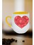 Love Kalp Baskılı Içi Sarı Lüx Kupa Bardak Porselen Çay Kahve Fincanı 2