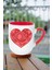 Love Kalp Baskılı Içi Kırmızı Lüx Kupa Bardak Porselen Çay Kahve Fincanı 1