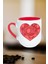 Love Kalp Baskılı Içi Kırmızı Lüx Kupa Bardak Porselen Çay Kahve Fincanı 2