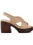Ayk-523.001 Bej Hakiki Deri Kadın Topuklu Sandalet 1