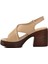 Ayk-523.001 Bej Hakiki Deri Kadın Topuklu Sandalet 2