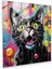 Playful Contemporary Glass Print Of Sylvester The Cat With Vibrant Comic Book-Style Bubbles, 30X30 1