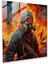 Expressionist Glass Print - Fiery Explosions With Gas Mask-Clad Soldier - High Quality Glass Wall Art For Bold Home Decoration, 30X30 1