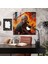Expressionist Glass Print - Fiery Explosions With Gas Mask-Clad Soldier - High Quality Glass Wall Art For Bold Home Decoration, 30X30 2