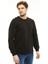 Sweatshirt Bisiklet Yaka Içi Polarlı 3 İplik Pamuklu Normal Kesim Erkek Siyah 4