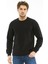 Sweatshirt Bisiklet Yaka Içi Polarlı 3 İplik Pamuklu Normal Kesim Erkek Siyah 5
