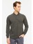 Sweatshirt Polo Yaka Içi Polarlı 3 İplik Pamuklu Normal Kesim Erkek Antrasit 1