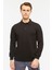 Sweatshirt Polo Yaka Içi Polarlı 3 İplik Pamuklu Normal Kesim Erkek Siyah 1