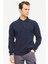 Sweatshirt Polo Yaka Içi Polarlı 3 İplik Pamuklu Normal Kesim Erkek Lacivert 1