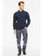 Sweatshirt Polo Yaka Içi Polarlı 3 İplik Pamuklu Normal Kesim Erkek Lacivert 3