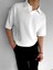 Oversize Polo Yaka Basic Fitilli T-Shirt Ekru 5