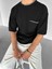 Oversize Önü Cepli Örme T-Shirt Siyah 2