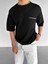 Oversize Önü Cepli Örme T-Shirt Siyah 3