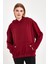 Bordo Hoodie, Oversize Hoodie, Kadın Hoodie, Kanguru Cepli Hoodie, Lastikli Hoodie 2