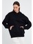 Siyah Hoodie, Oversize Hoodie, Kadın Hoodie, Kanguru Cepli Kapüşonlu 4
