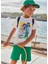 Erkek Çocuk 2 Parça Baskılı T-Shirt - Şort Takım Yeşil 2