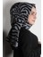 Medine Desenli Şal Eşarppark 1840-34 Zebra Siyah-Gri 1