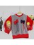 Çift Fiyonklu Kız Çocuk Polar Sweatshirt Bisiklet Yaka Gri - Kırmızı 1- 10 Yaş 2