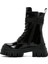 Kadın Siyah Rugan Deri Kalın Tabanlı Postal Bot 3