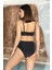 Kadın Siyah Simli Dolgulu Ayarlanabilir Askılı Bikini Takım HZL24S-AR1654 2