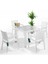 Zeugma Beyaz 90X90 cm Camlı Rattan Bahçe Balkon Masa Takımı 1