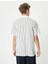4SAM10100MK Koton Erkek T-Shirt Beyaz Çizgili 4