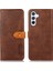 Samsung Galaxy S24 Khazneh+ Ince Cowhide Doku Pu Deri Kabuk Kahverengi Telefon Kılıfı (Yurt Dışından) 1
