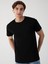 Erkek Sıfır Yaka Basıc Kısa Kol Regular Siyah T-shırt 2