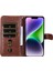 iPhone 15 Çizgi Anti Cratch Buzağı Dokusu Cüzdan Fermuar Cepli Katlanabilir Stand Telefon Kılıfı (Yurt Dışından) 3