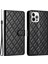 Apple Phone 12 12 Pro Pu Deri Cüzdan Stand Dikiş Çizgisi Rhombus Doku Telefon Kılıfı (Yurt Dışından) 1