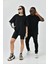 Unisex Basic Bisiklet Yaka Oversize T-Shirt - Siyah 1