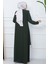 Kolları Taşlı Büyük Beden Anne Elbisesi Haki Hm2349 5