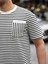 Bisiklet Yaka Tek Cepli Çizgili T-Shirt - Siyah 3