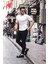 Saç Örgü Fit Kesim Bisiklet Yaka Triko T-Shirt - Beyaz 1