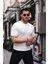 Saç Örgü Fit Kesim Bisiklet Yaka Triko T-Shirt - Beyaz 2