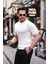 Saç Örgü Fit Kesim Bisiklet Yaka Triko T-Shirt - Beyaz 3