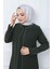 Kolları Taşlı Büyük Beden Anne Elbisesi Haki Hm2349 3