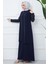 Kolları Taşlı Büyük Beden Anne Elbisesi Lacivert HM2349 2