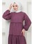Kat Kat Büzgülü Elbise Mürdüm HM2369 2