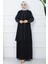 Kolları Taşlı Büyük Beden Anne Elbisesi Siyah HM2349 1