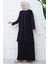 Kolları Taşlı Büyük Beden Anne Elbisesi Siyah HM2349 2
