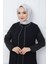 Kolları Taşlı Büyük Beden Anne Elbisesi Siyah HM2349 4