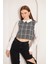 Siyah Tweed Gömlek Yaka Crop Bluz DM9002 5