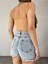 Kadın Bej Scuba Crep Kumaş Mini Crop 2