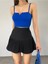 Kadın Mavi Scuba Crep Kumaş Mini Crop 1